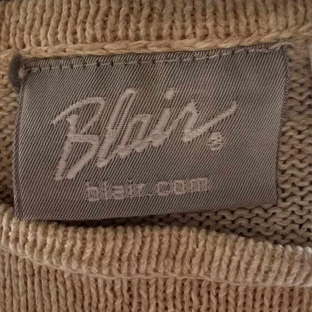 Blair Women Oatmeal Floral Embroidered Ramie Cotton Knit Sweater L Large Vintage - Picture 3 of 11